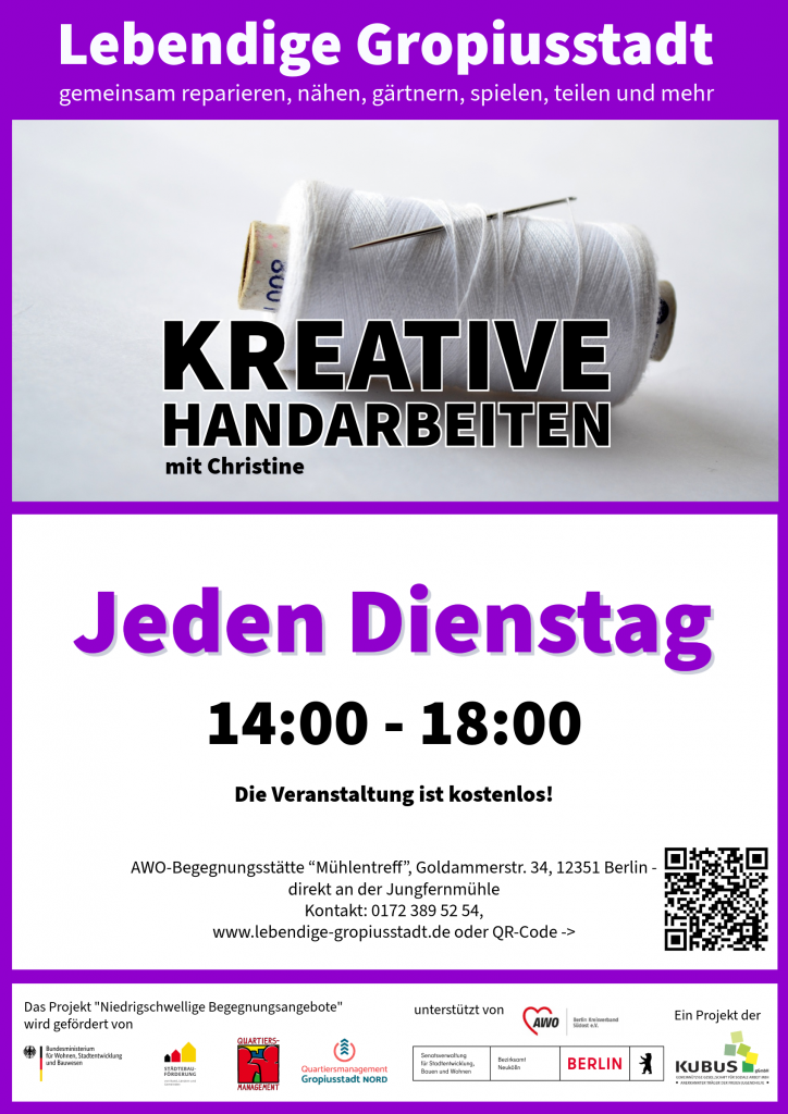 Kreative Handarbeiten mit Christine @ Initiative Jungfernmühle